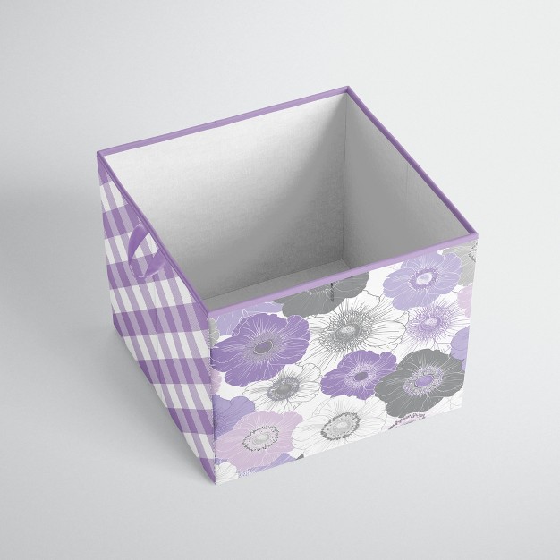 Bacati Watercolor Floral Purple gray Fabric Storage Box tote Large