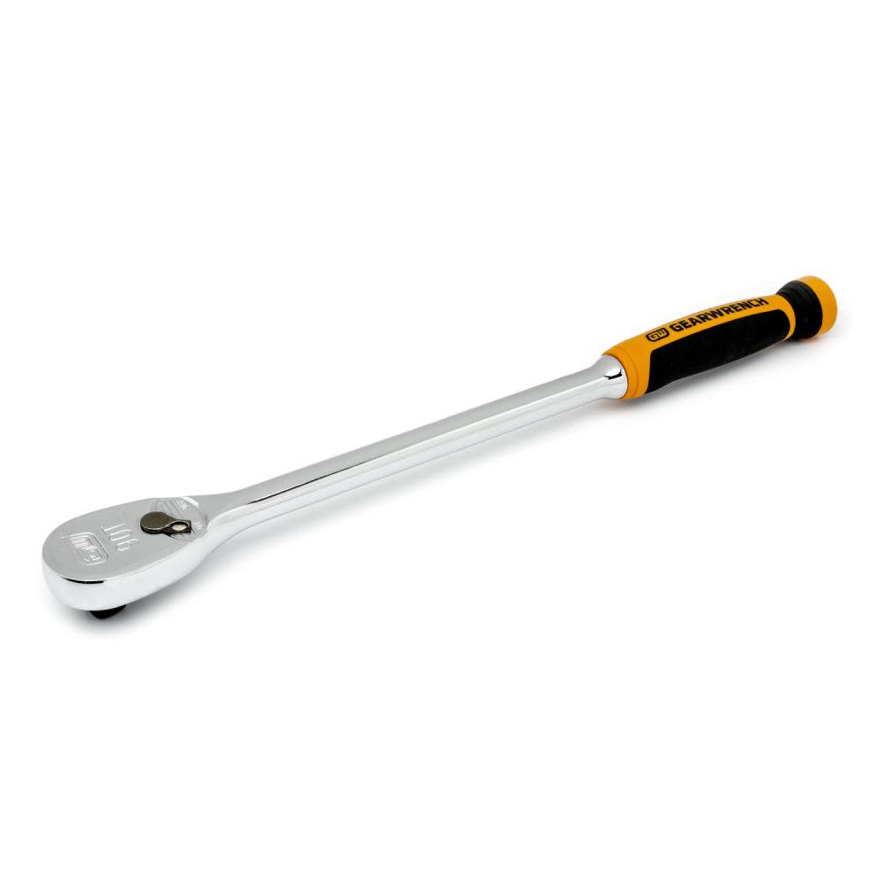 1/2 Drive 90 Tooth Long Handle Dual Material Teardrop Ratchet 16-1/2 ;