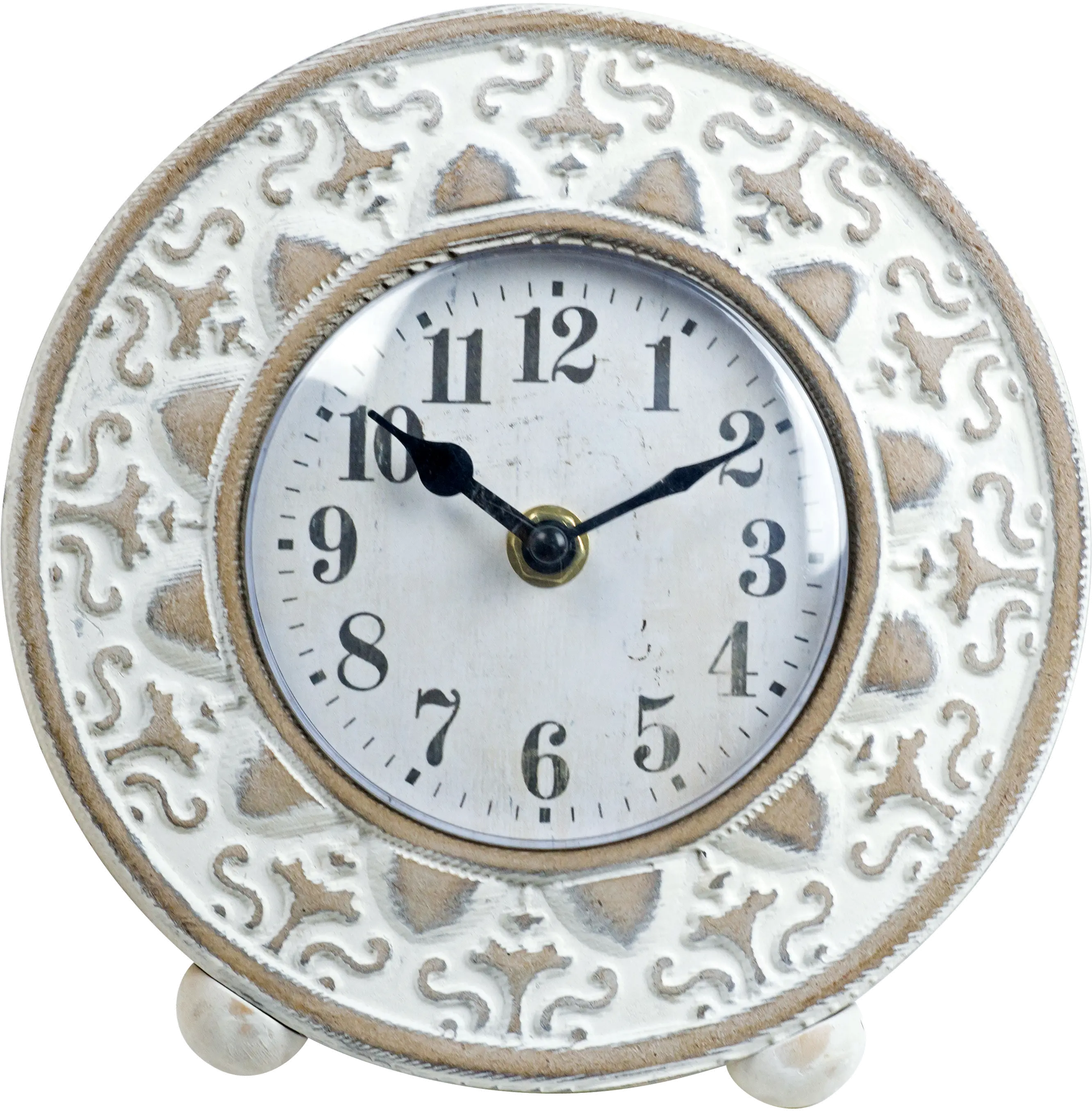 White Wash Wooden Tabletop Clock