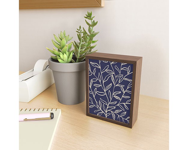 Alisa Galitsyna Navy Blue Patterned Leaves Framed Mini Print Society6