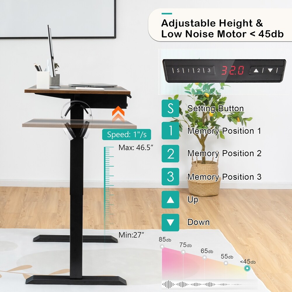 Costway 48'' Electric Sit to Stand Desk Adjustable Workstation w/