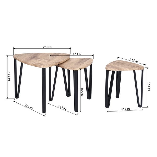 Stacking Side Table Set of 3， Nesting End Tables Snack Table