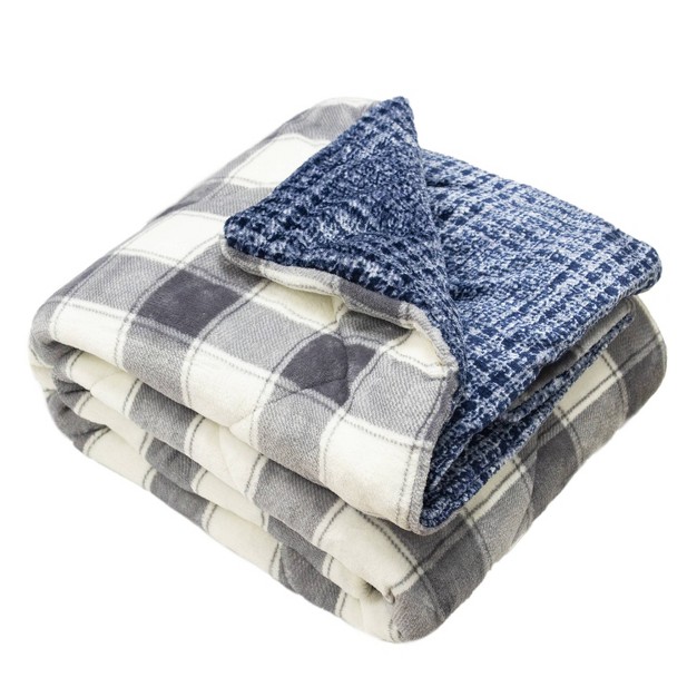 Printed Velvet Reversible Throw Blanket Mantolok