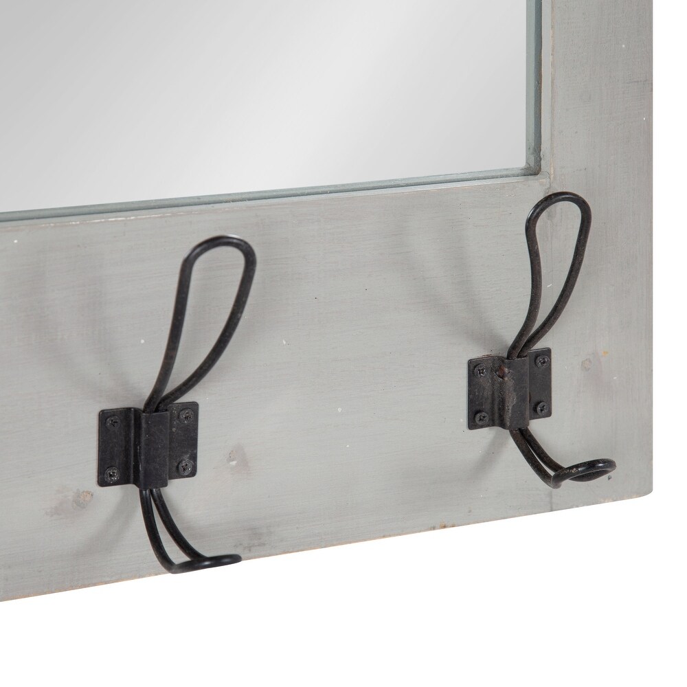 Kate and Laurel Cates Wood Framed Wall Mirror with Hooks