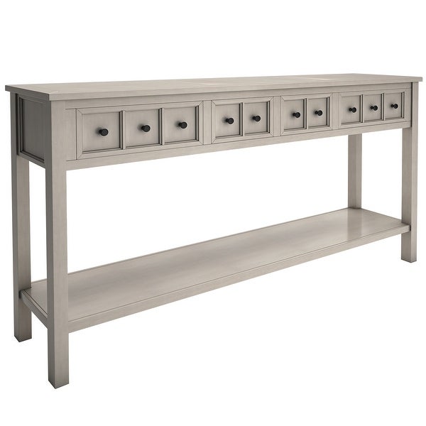 Homer Wooden Console Table with Four Drawers and Bottom Shelf (Gray Wash) - 60