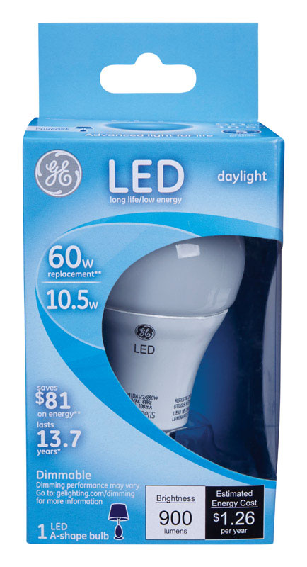 GE A19 E26 (Medium) LED Bulb Daylight 60 Watt Equivalence 1 pk