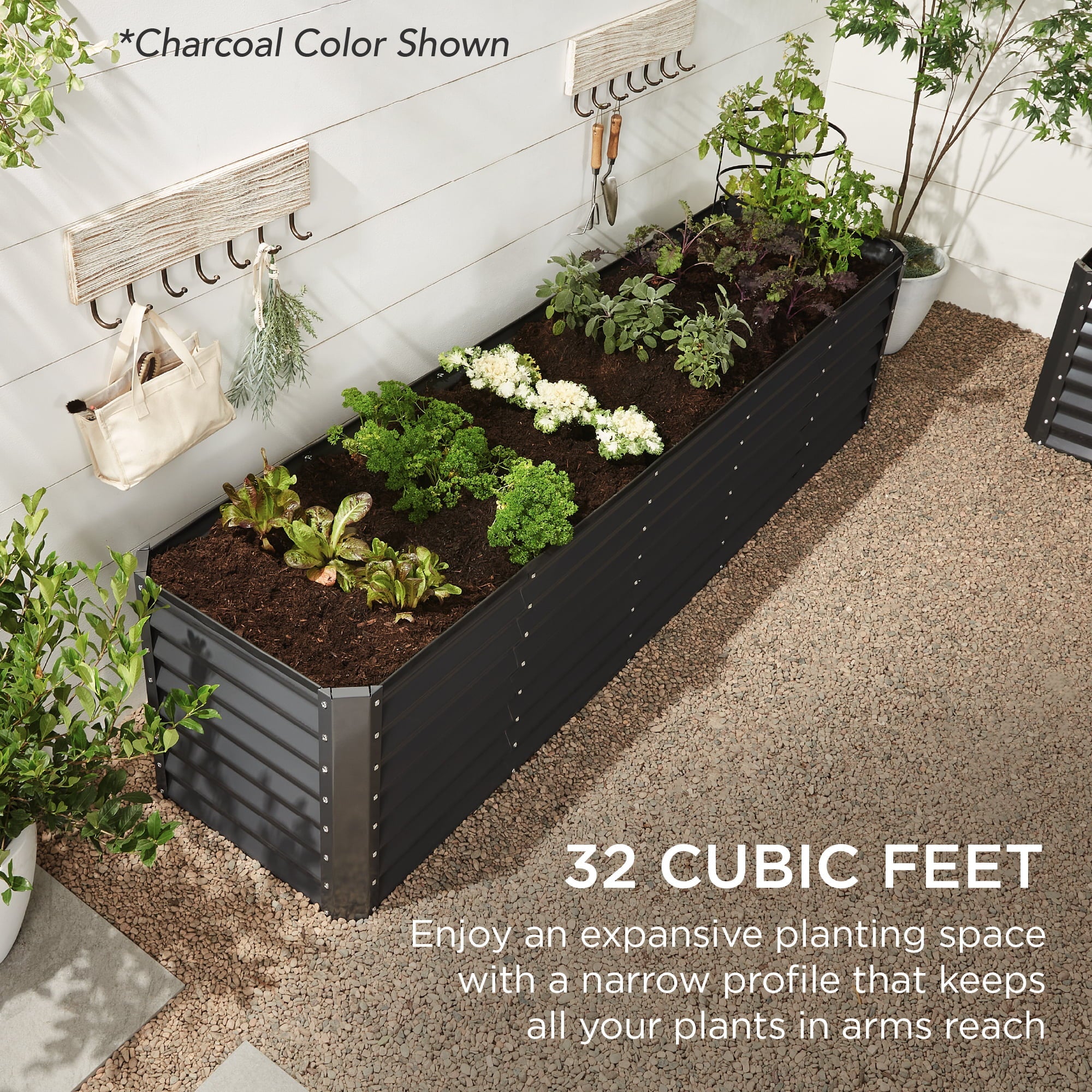 Best Choice Products 8x2x2ft Outdoor Metal Raised Garden Bed, Planter Box for Vegetables, Flowers, Herbs - Wood Grain