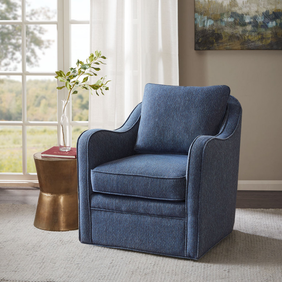 Madison Park Brianne Wide Seat Lounge Swivel Arm Chair   Transitional   Armchairs And Accent Chairs   by Olliix  Houzz