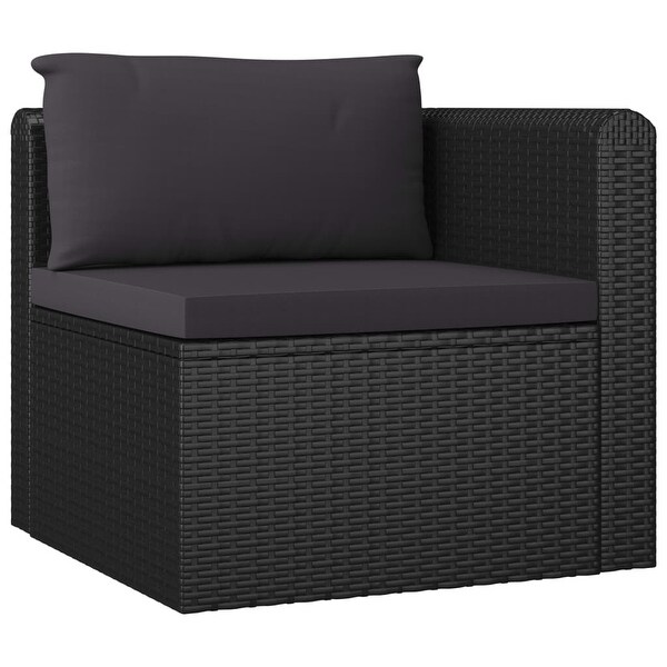 11 Piece Garden Lounge Set with Cushions Poly Rattan Black - Overstock - 35106166