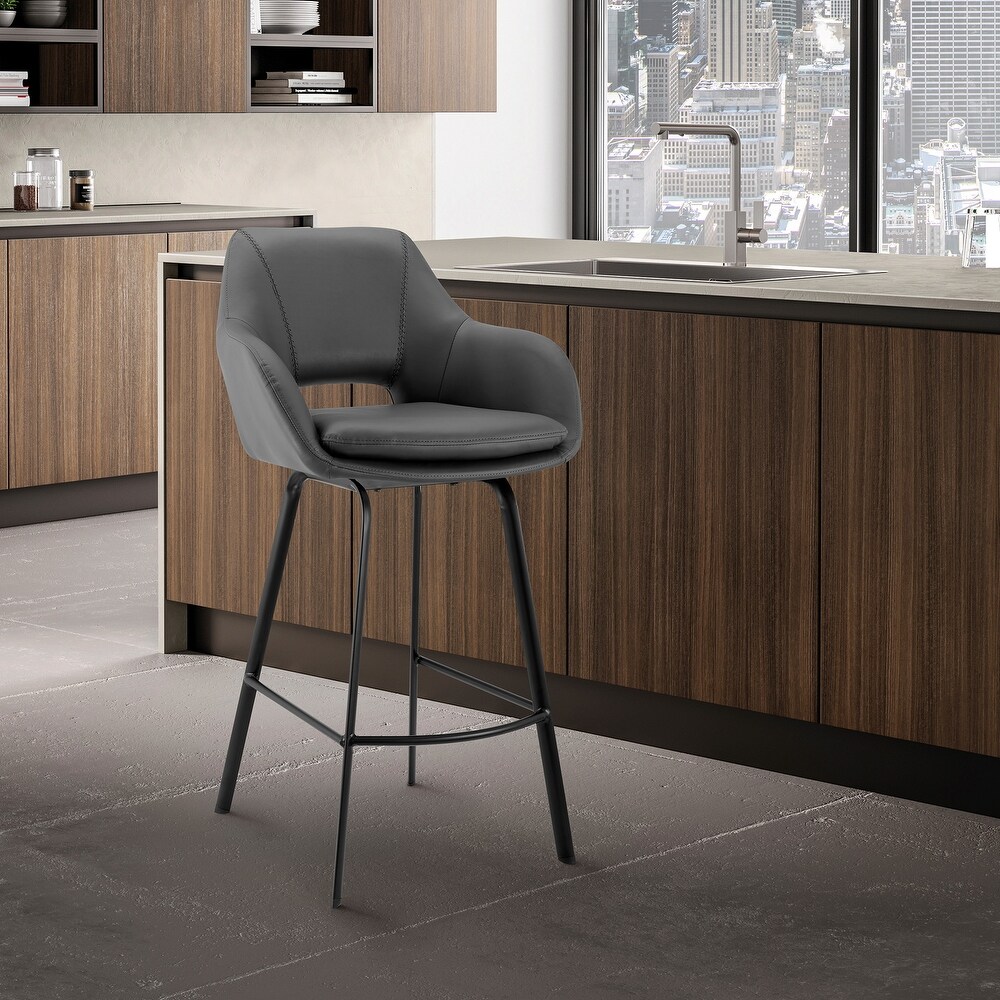 Aura Faux Leather and Metal Bar Stool