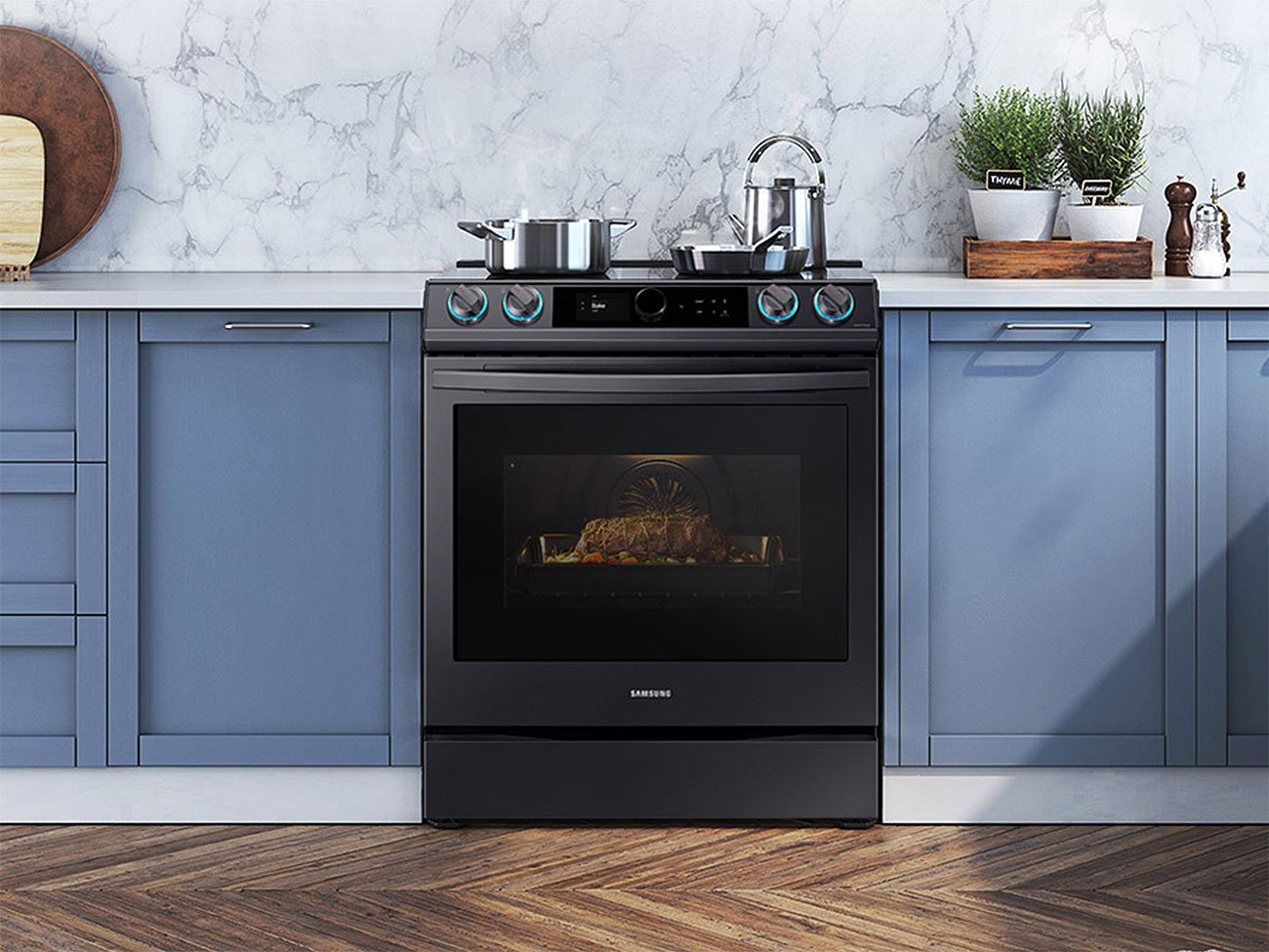  ADA 6.3 Cu. Ft. Fingerprint Resistant Black Stainless Steel Smart Slide-In Induction Range With Smart Dial and Air Fry