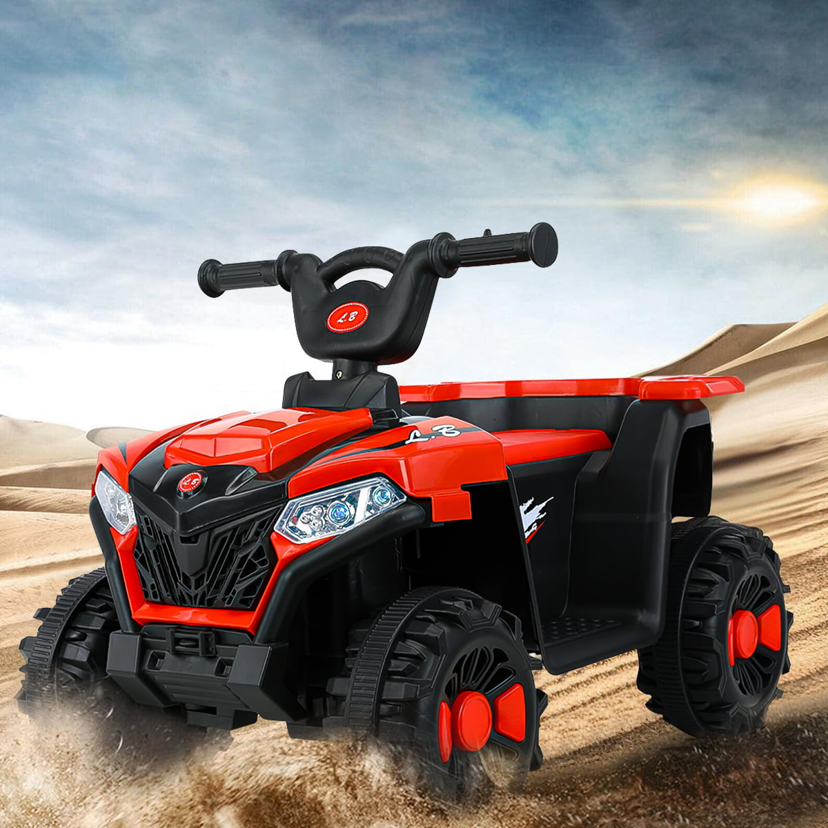 Cmgb 6V Ride On Atv for Kids,Electric 4-Wheeler Car with LED Headlights,Children's Electric ATV with LED Headlights