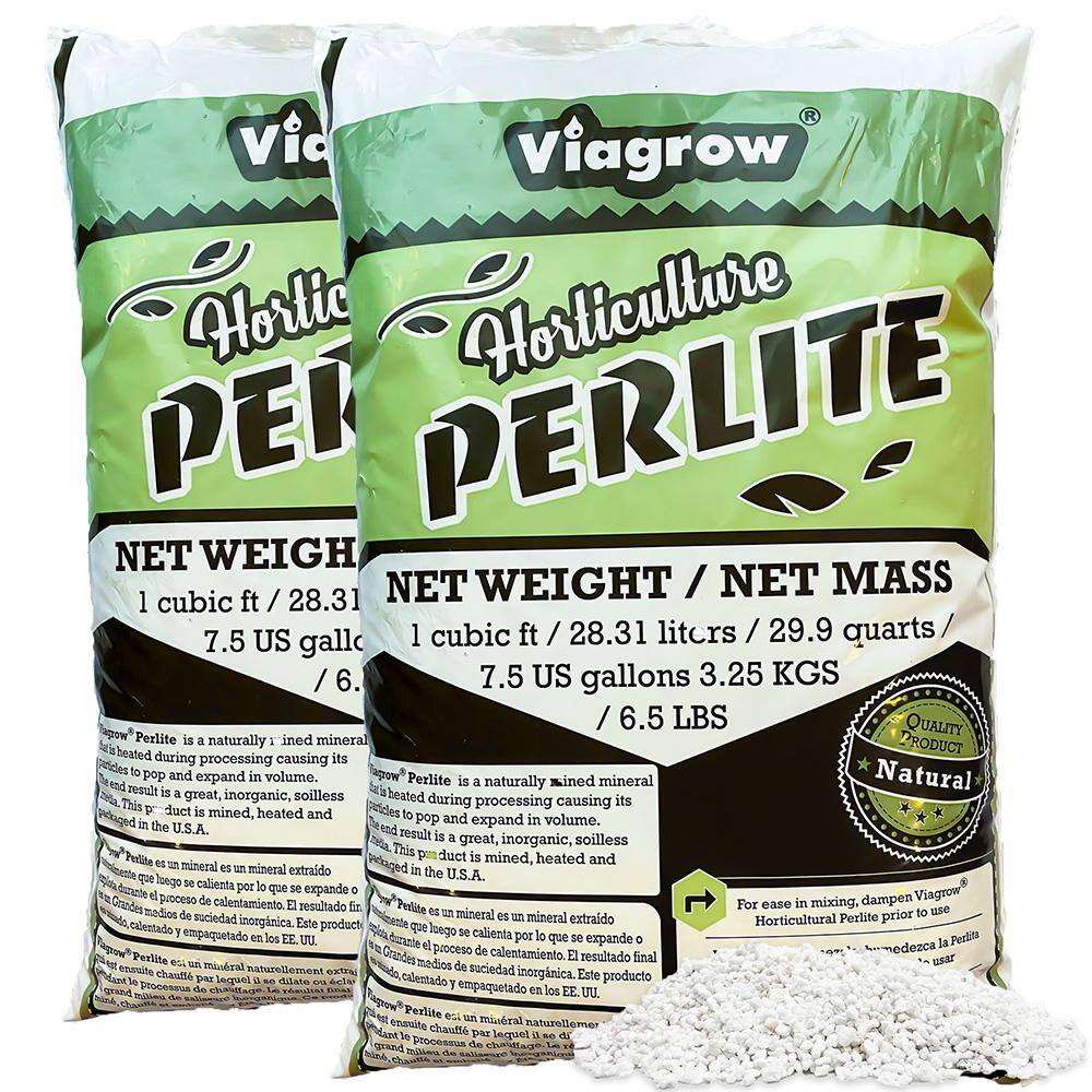 Viagrow 59 Quarts 2 cu. ft. Organic Perlite Planting Soil Additive and Growing Medium White (2-pack) VPR1-2