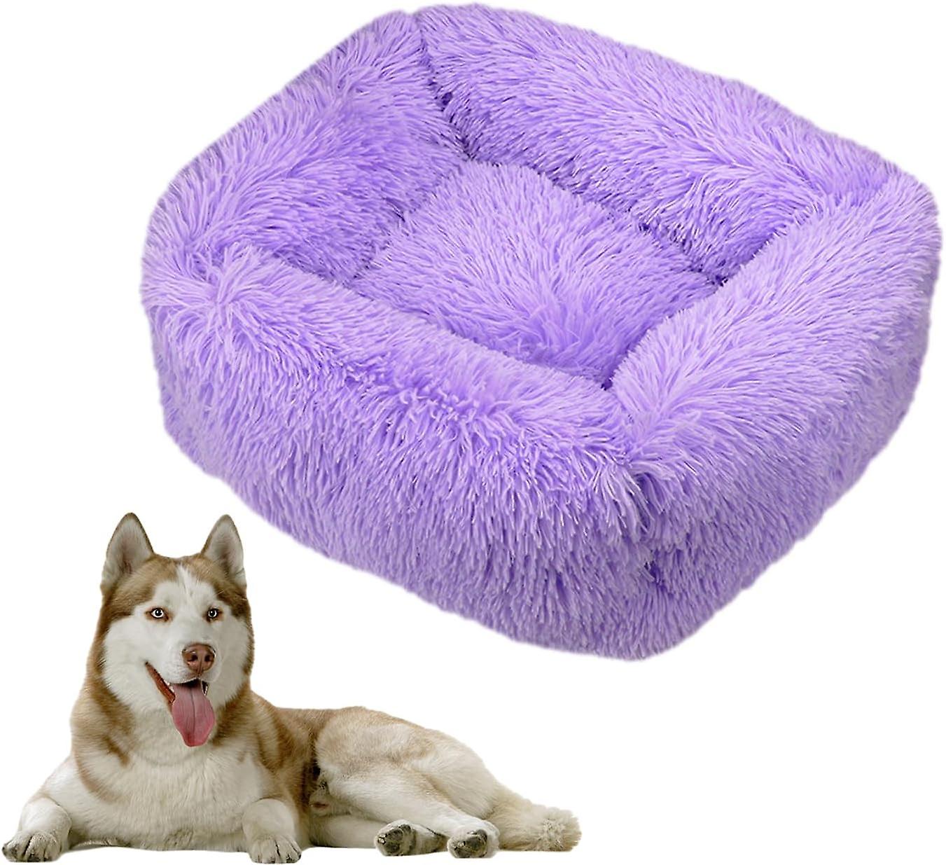 Dog Basket Rectangle Dog Cushion Plush Cat Bed， Washable Cat Cushion Plush Pet Bed Cushion Suitable Warm For Autumn Winter Use (xs，purple)