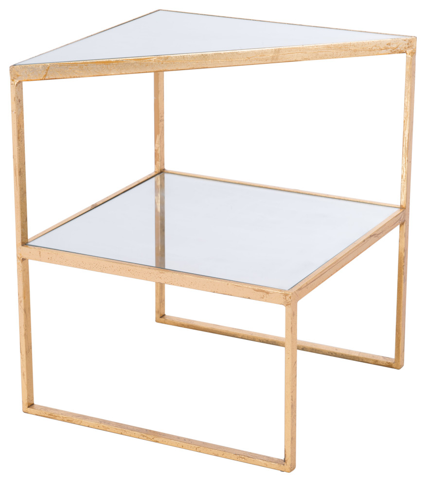 Planes Side Table Gold  ampMirror   Contemporary   Side Tables And End Tables   by Zuo Modern Contemporary  Houzz