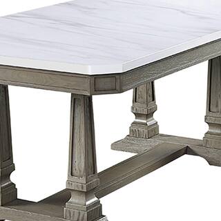 Acme Furniture Zumala Dining Table in Marble  Weathered Oak Finish 73260