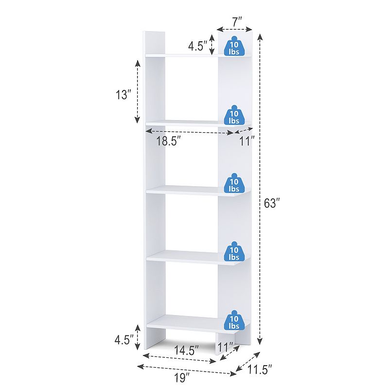 5-tier Freestanding Decorative Storage Display Bookshelf