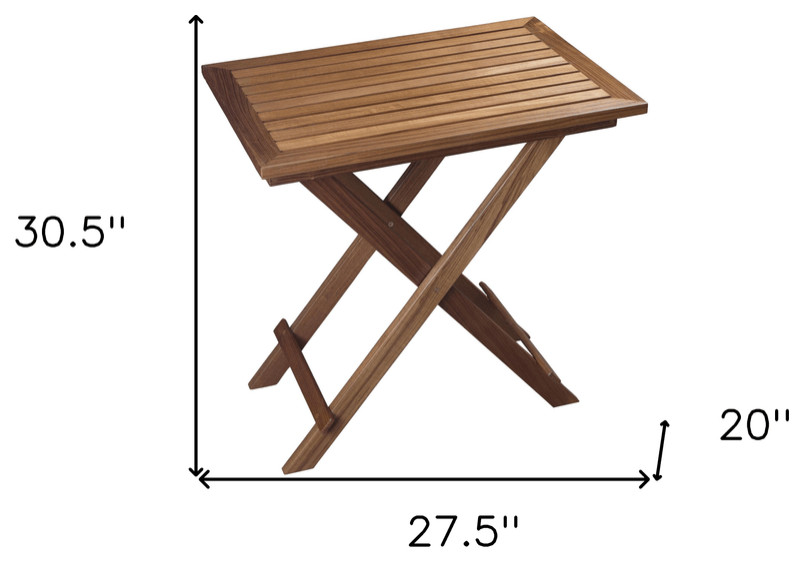 28 quotBrown Solid Wood Folding Outdoor Side Table   Outdoor Dining Tables   by HomeRoots  Houzz