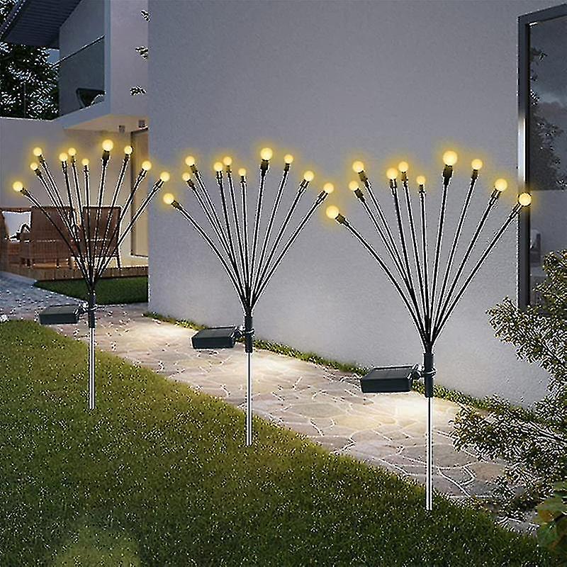 2pcs 10 Head Solar Powered Firefly Lights， 10 Led Outdoor Waterproof Solar Swaying Garden Lights