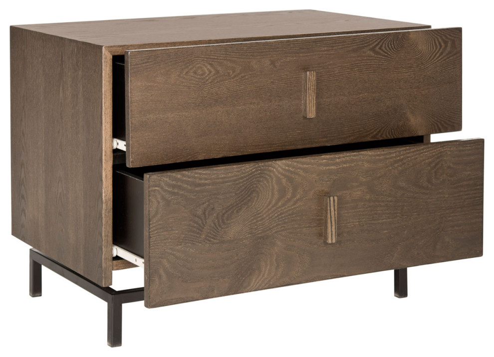 Chey Mid Century Scandinavian Lacquer Two Drawer Cabinet Dark Brown/ Black   Industrial   Accent Chests And Cabinets   by Peachtree Fine Furniture  Houzz