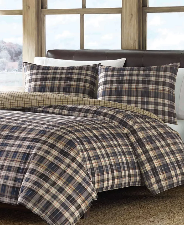 Eddie Bauer Port Gamble Cotton Reversible 2 Piece Duvet Cover Set， Twin