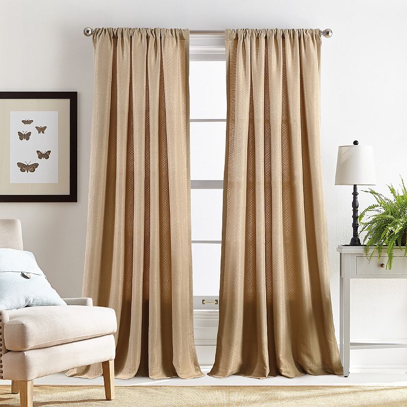 Martha Stewart Chenille Stitch Rod Pocket 2 Window Curtain Panels