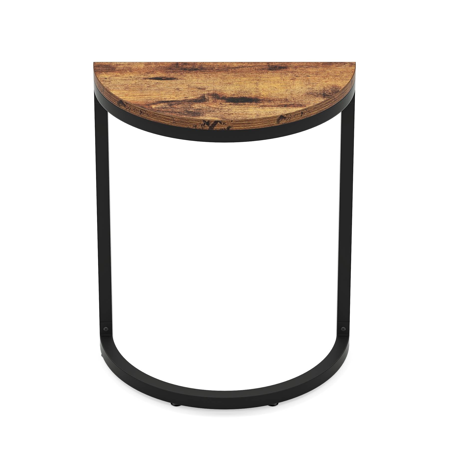 Half Round End Table, Narrow Side Table with Metal Frame