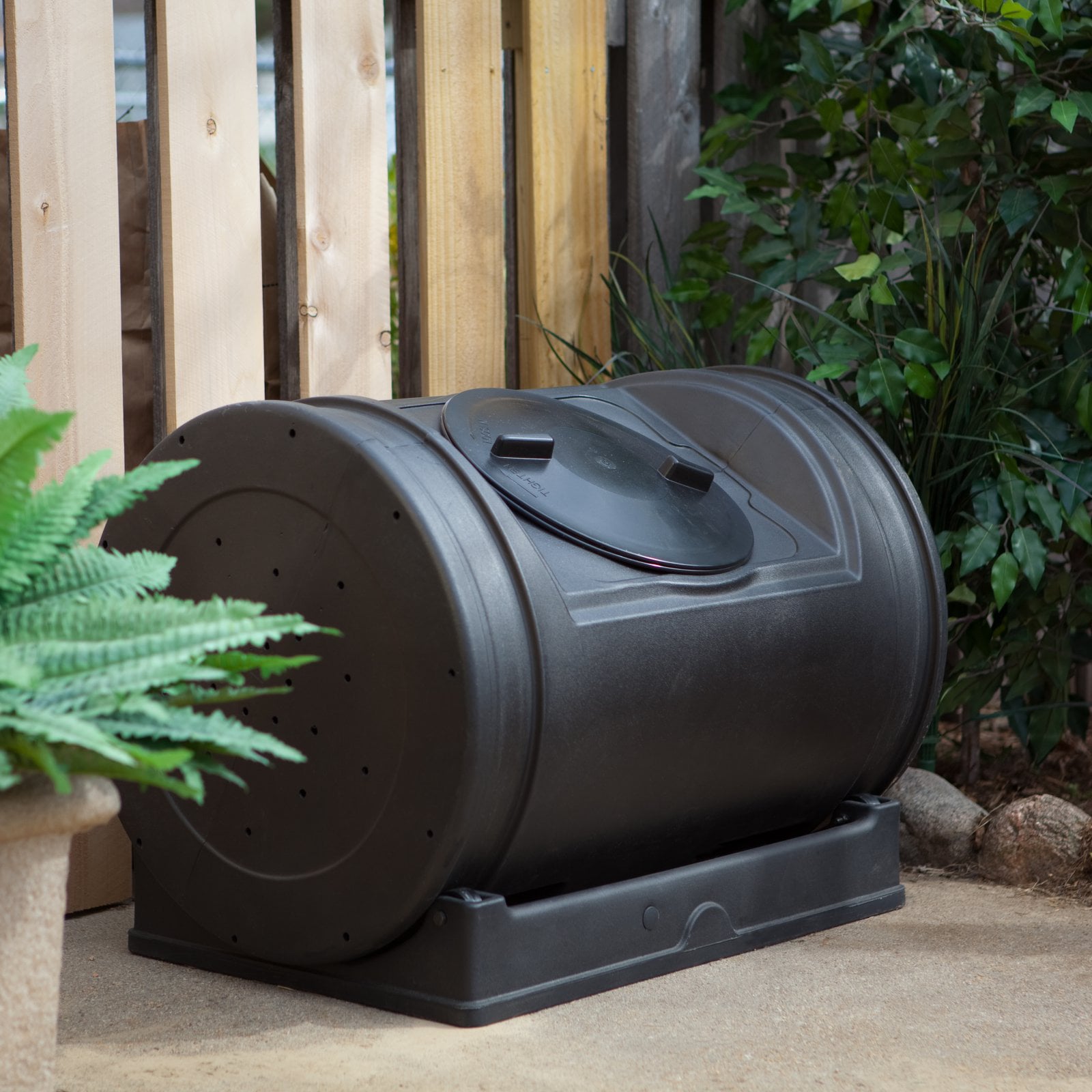 Good Ideas Compost Wizard Jr Outdoor Garden Compost Bin Container, Black