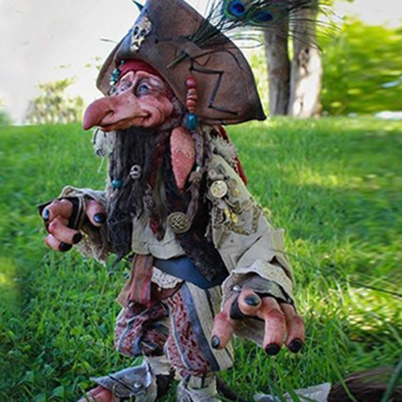 HEQU Halloween Garden Goblin Character Sculpture DecorationHandmade Statues, for Indoor Outdoor Home Yard Lawn Decor