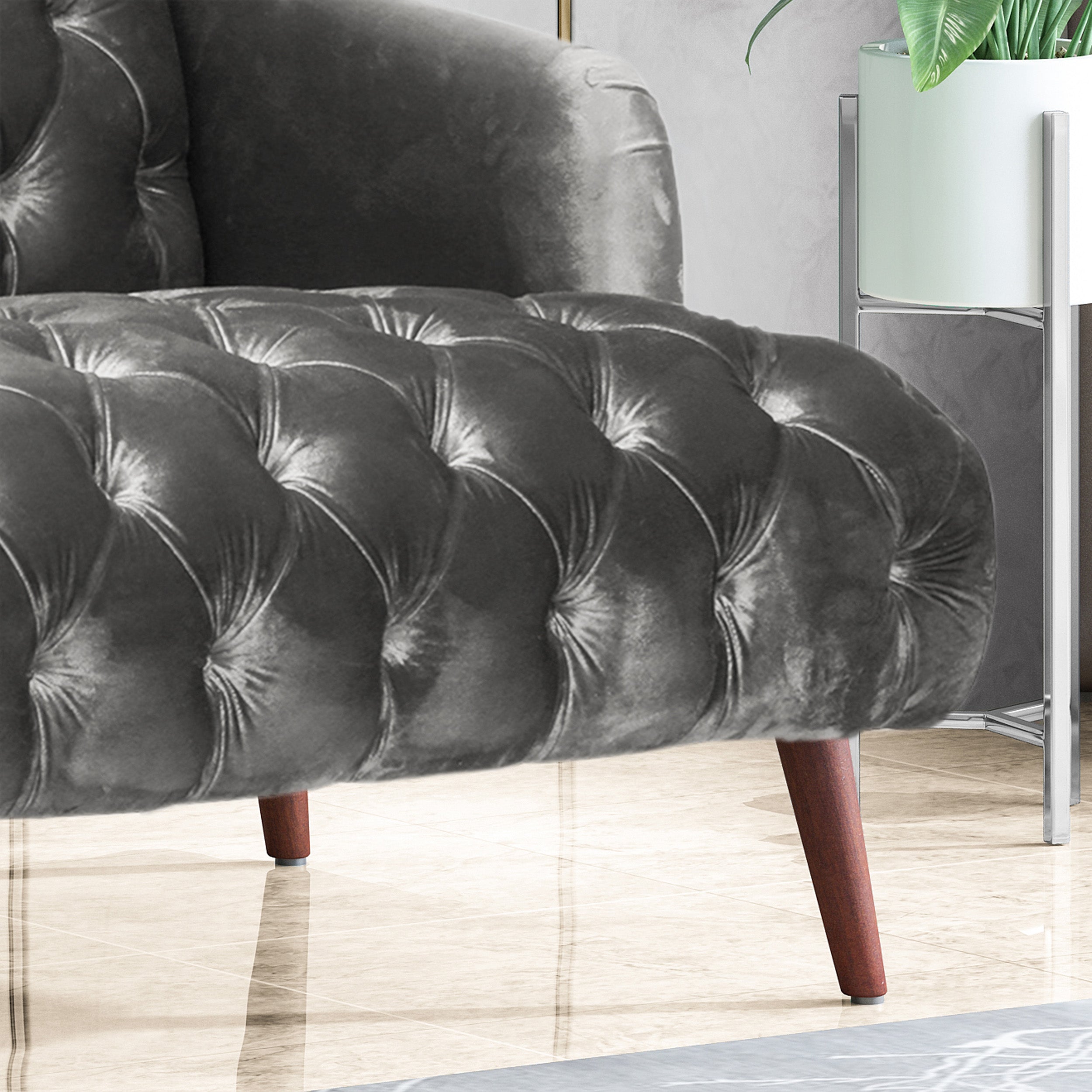 Kayleigh Modern Glam Tufted Velvet 3 Seater Sofa