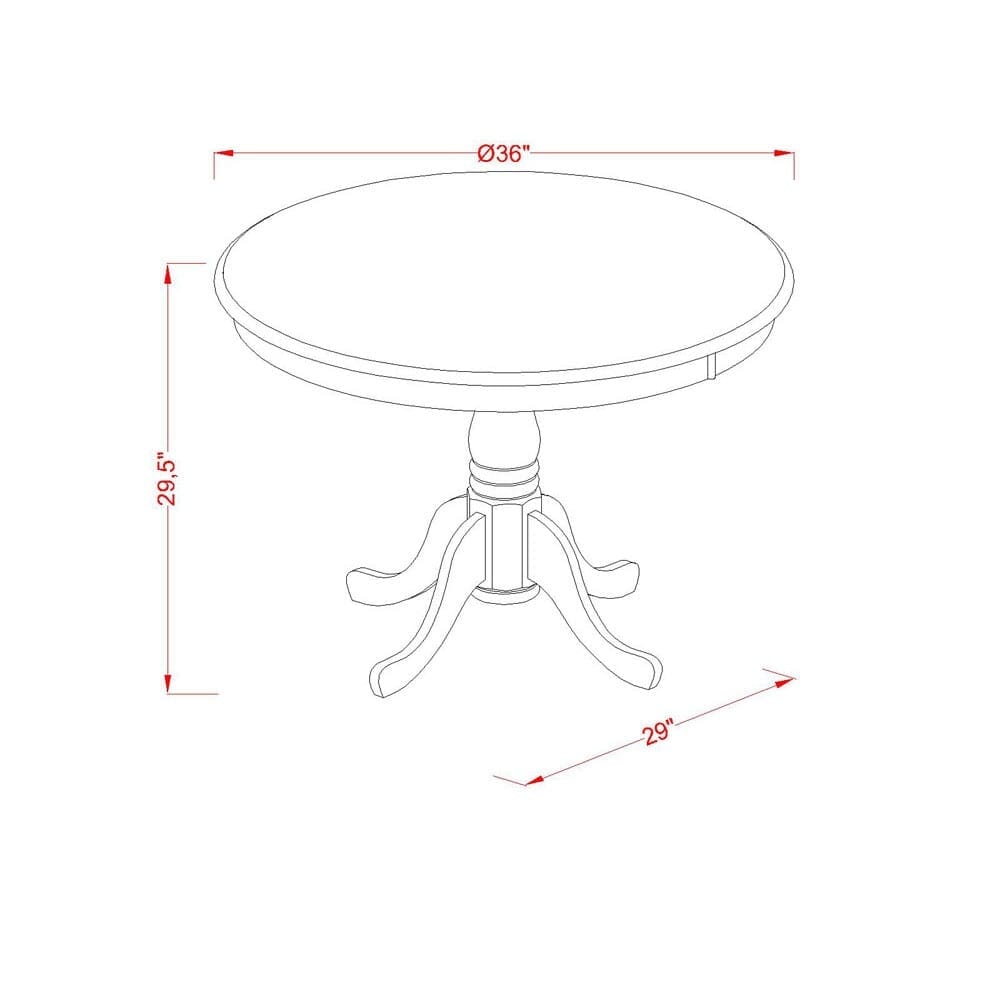 East West Furniture Kitchen Table Set Contains a Round Dining Table and Solid Wood Seat Chairs  Black   Cherry(Pieces Options)