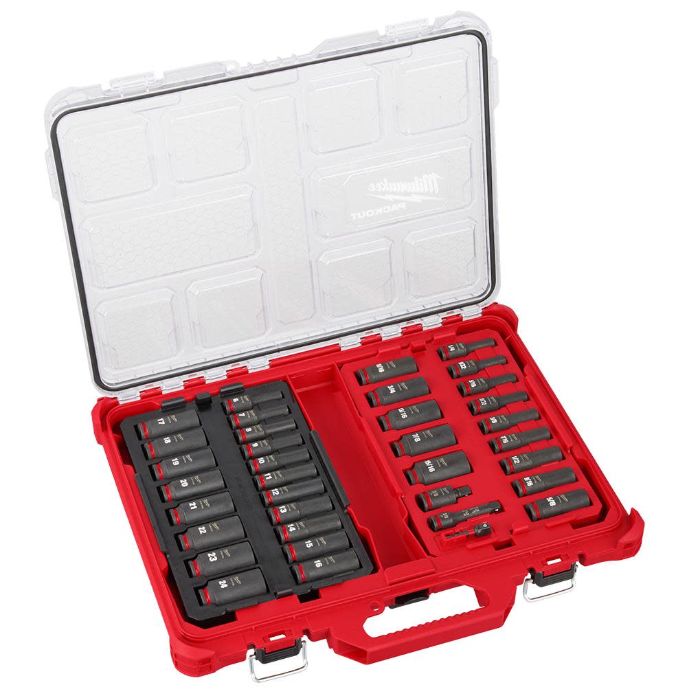 Milwaukee SHOCKWAVE Impact Duty Socket 3/8 Dr 36pc SAE/MM PACKOUT Set 49-66-6805 from Milwaukee