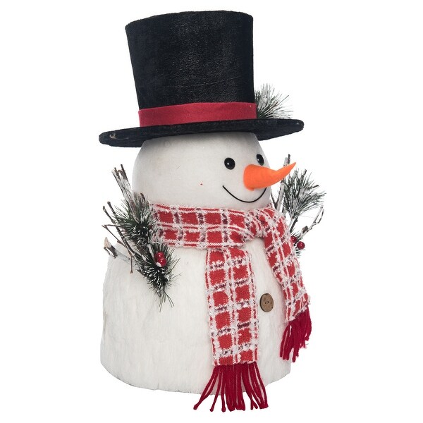 Transpac Foam 16.14 in. Multicolor Christmas Snowman Tree Topper with Black Hat