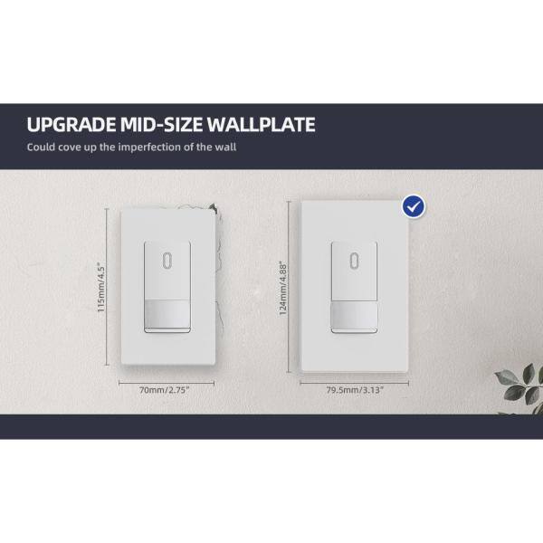 ELEGRP 1-Gang Midsize Screwless DecoratorRocker Wall Plate White (10-Pack) 3031GM-WH10