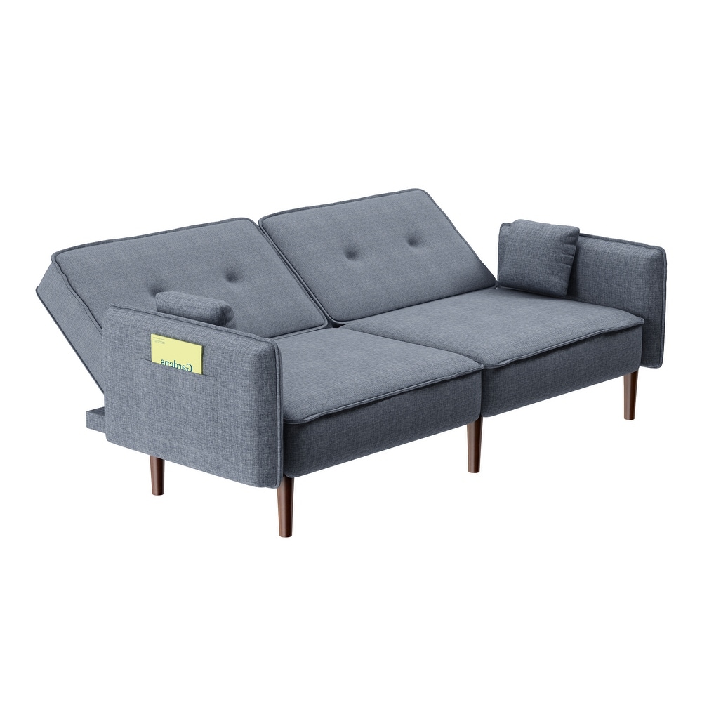 75 inch Convertible Sofa Bed  Versatility Futon Sofa Couch with Side Pockets and Adjusable Headrest  for Living Room  Apartment