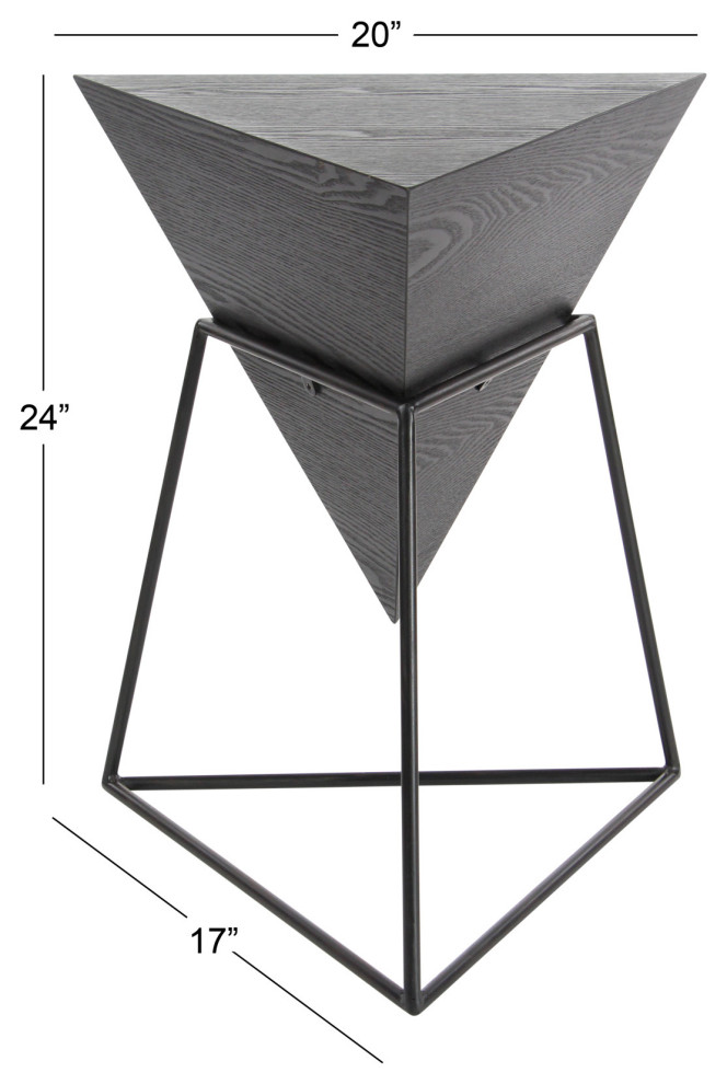 Black Metal and Wood Modern Accent Table 85238   Industrial   Side Tables And End Tables   by Brimfield  ampMay  Houzz