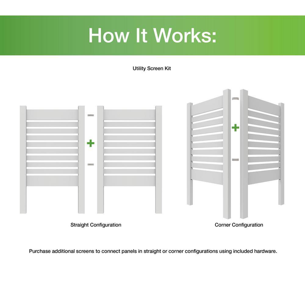 Barrette Outdoor Living 3 ft. x 4 ft. White Vinyl Spaced Picket Flat Top Utility Screen 73055306