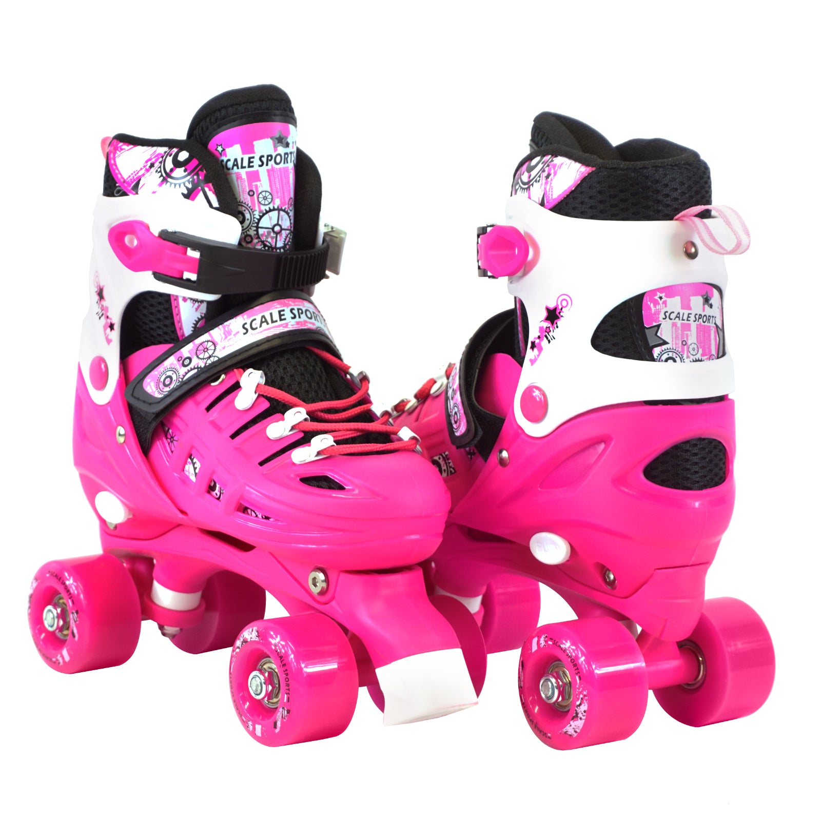 Adjustable Pink Quad Roller Skates For Kids Small Sizes