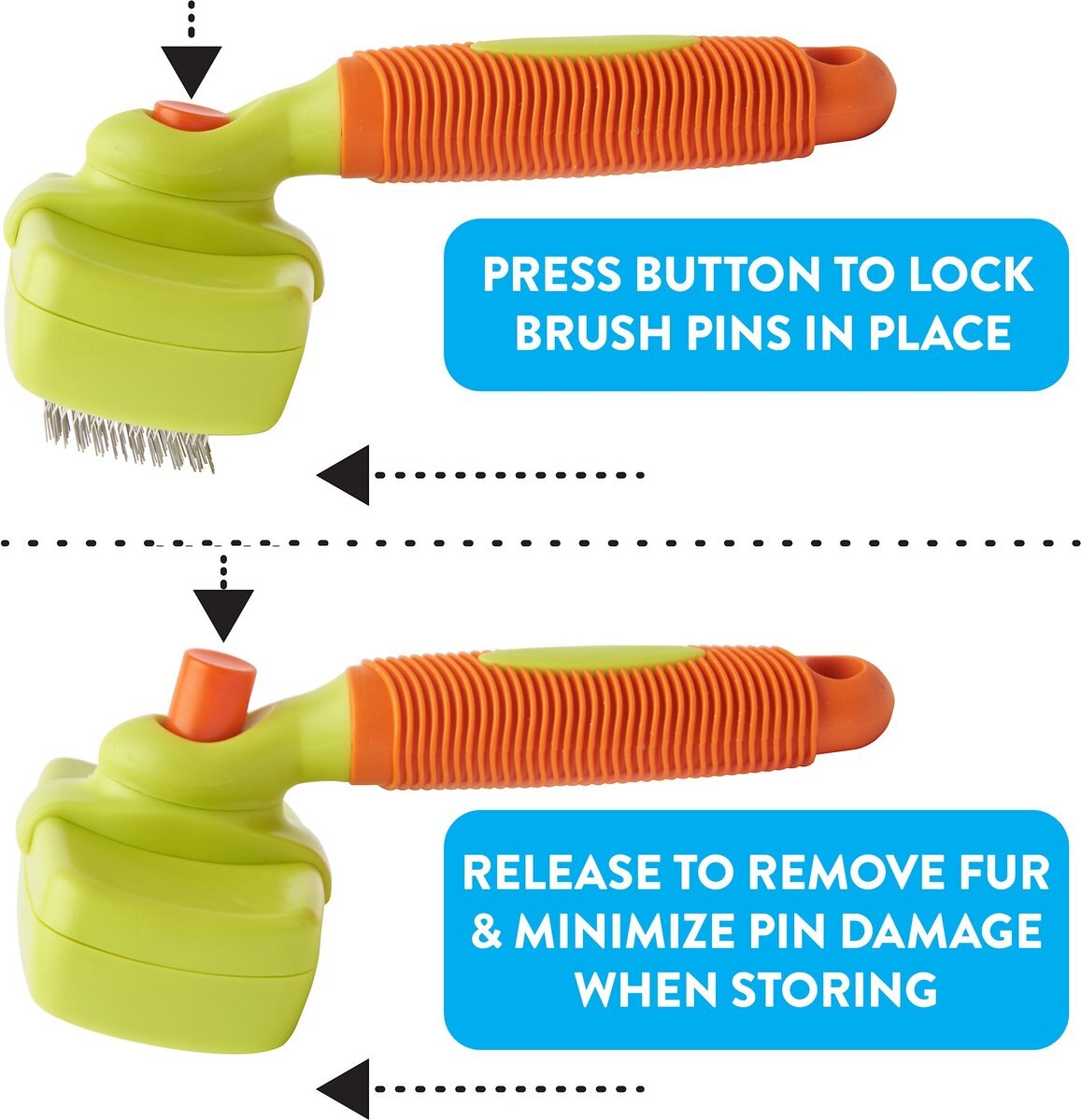 Rinse Ace Self-Cleaning Retractable Bristle Pet Brush