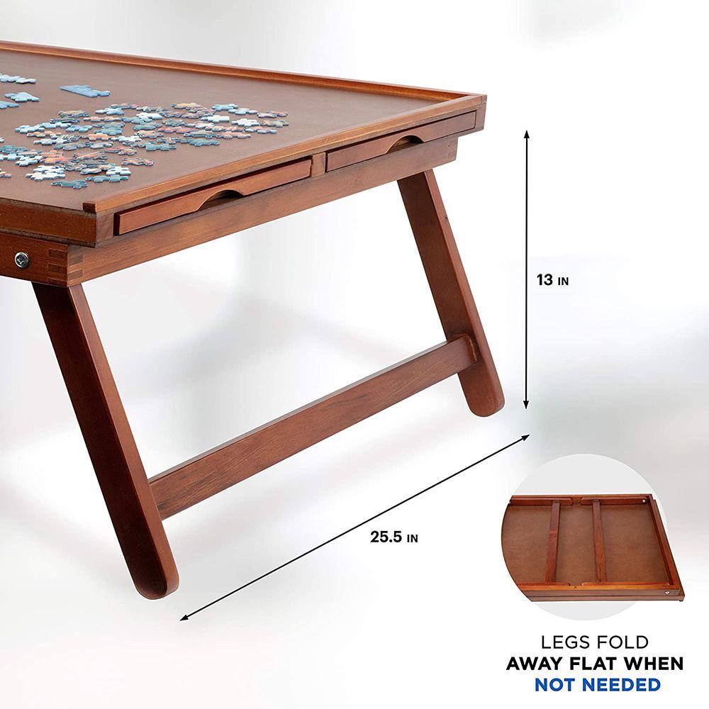 JUMBL 1500 Piece Puzzle Board 27 in. x 35 in. Wooden Jigsaw Puzzle Table with Legs JUMPUZRK27