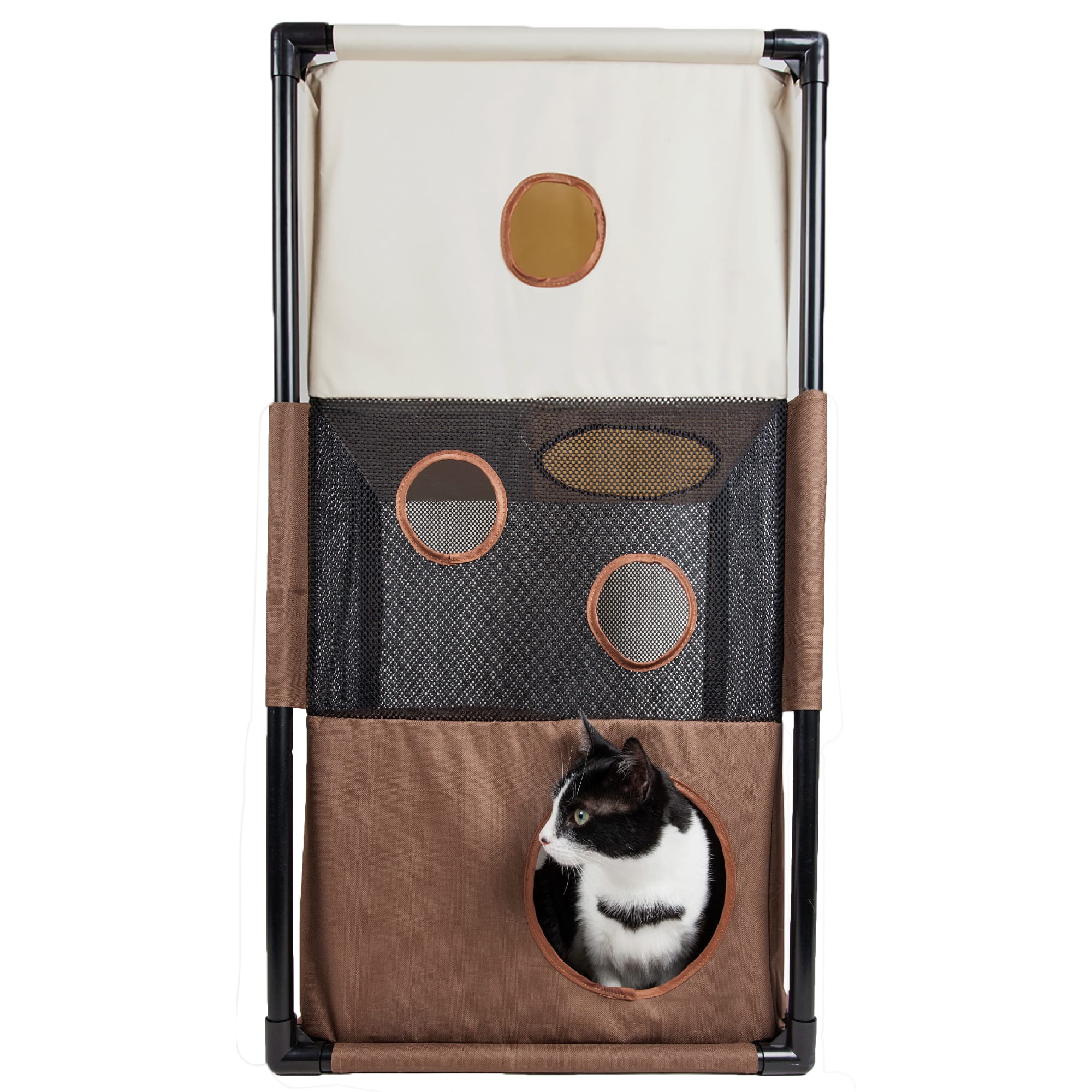 Pet Life Beige Square Obstacle Soft Folding Sturdy Play-Active Collapsible Travel Cat House， 17.71