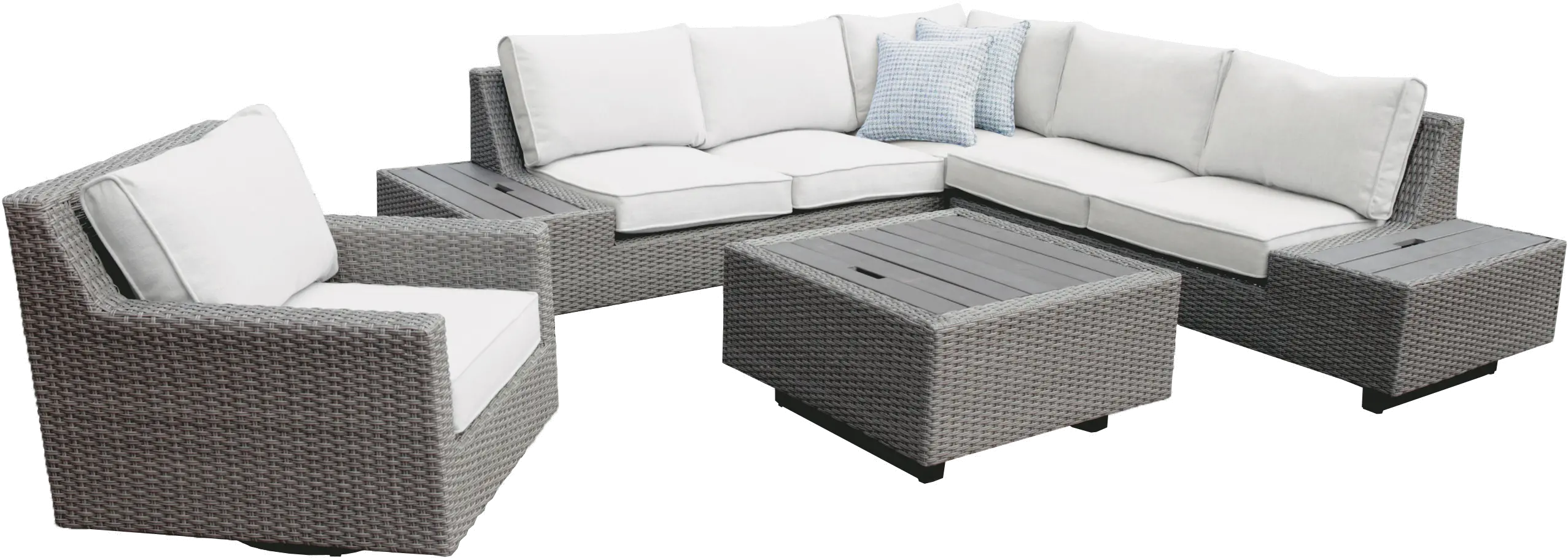 Vale Taupe Woven Patio Coffee Table with Ice Bucket