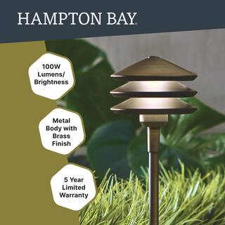 Hampton Bay Low Voltage Landscape Antique Brass 3-Tier Path Light with 4.5-Watt 100 lumen Integrated LED LWP-P1BR3000KA2