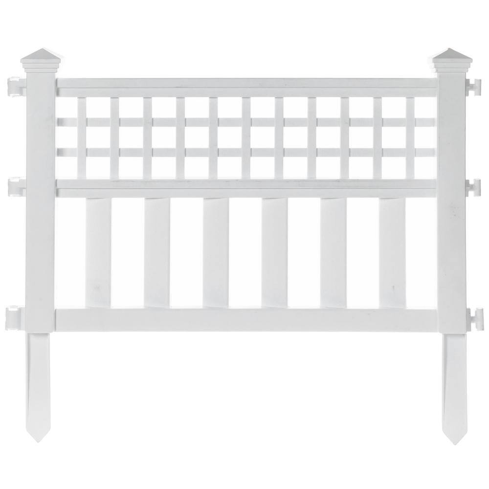 Gardenised 20 in. H White Vinyl Garden Gate Patio Picket Fence Flower Bed Border Edging QI003741.WL