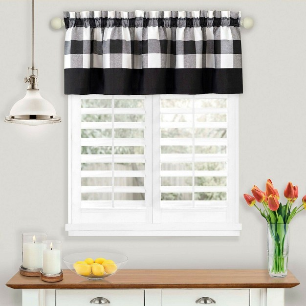 Kate Aurora Modern Country Farmhouse 3 Piece Buffalo Check Plaid Window Curtains amp Valance Set