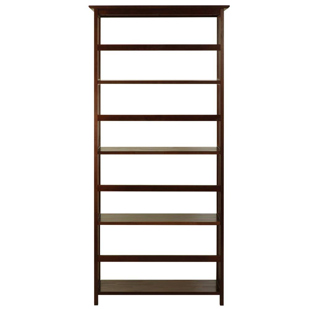 Casual Home 63 in. Walnut New Wood 4-Shelf Etagere Bookcase with Open Back N310-64