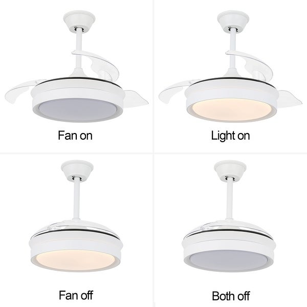 Round 36-inch LED Retractable Ceiling Fan with Remote 3 Color Tones Quiet Ceiling Fan for Living Room and Bedroom - 36 Inches Shopping - The Best Deals on Ceiling Fans | 34480528