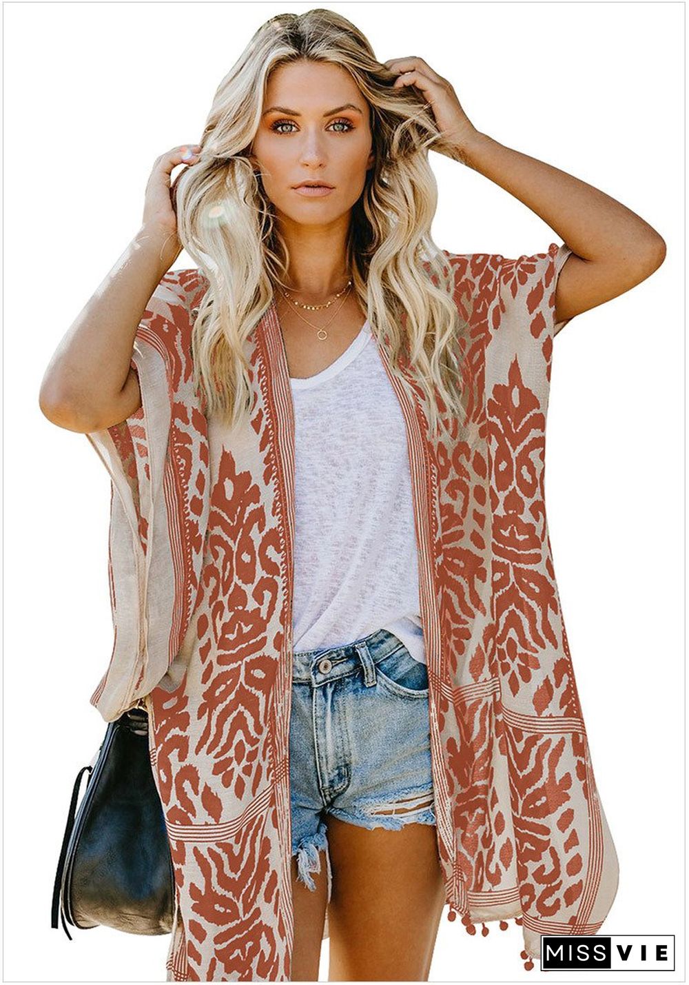 Fashion Kimono Tassel Beach Cover Up