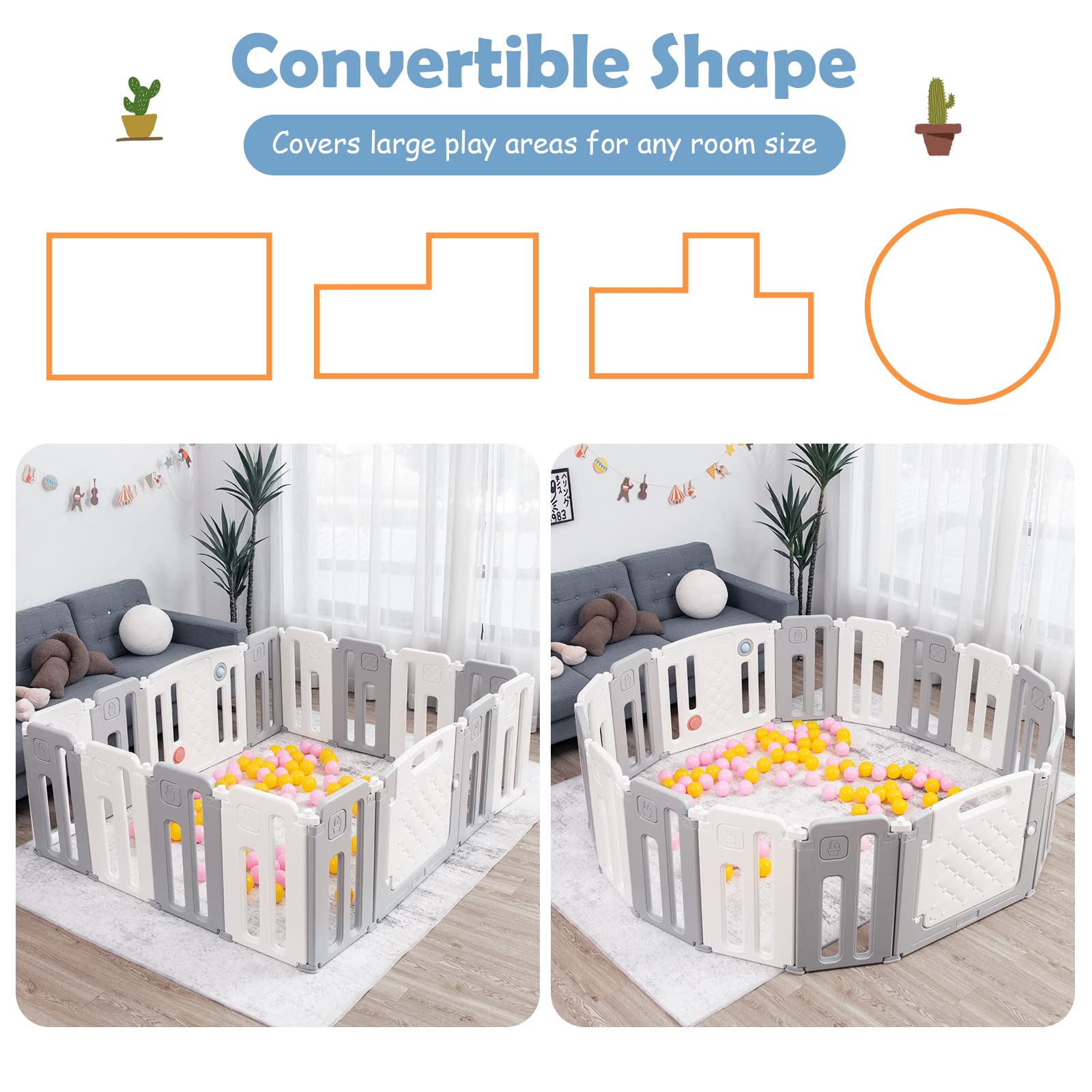 Costzon Baby Playpen, Foldable Activity Play Center with Safety Gate