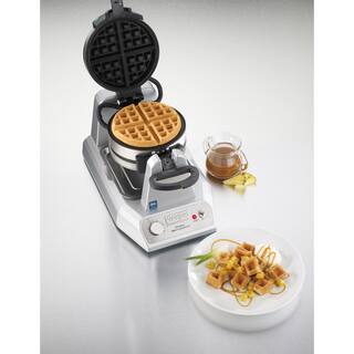 Waring Commercial 1400-Watt Double Waffle Silver Heavy-Duty Vertical Belgian Waffle Maker WW200